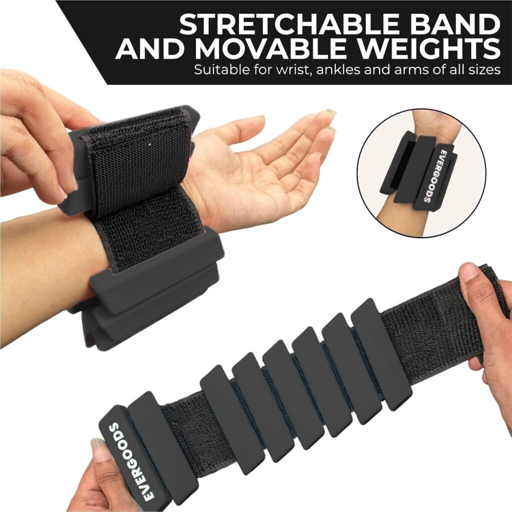 Wrist and Ankle Weights for Women and Men, Set of 2 (1lb Each) Wrist Weights with Sweatband, Adjustable Strap Leg Weights Perfect for Yoga, Pilates, Dance, Pool Workouts, and Jogging