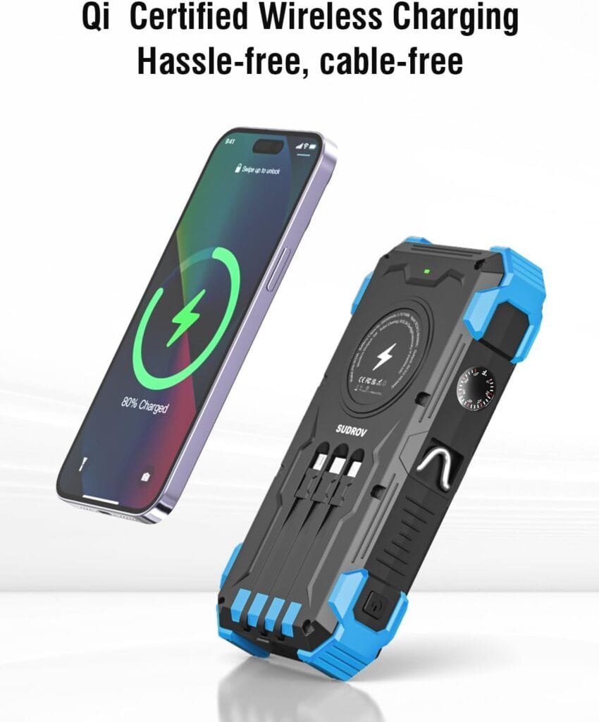 42800mAH Solar Charger Power Bank with Built in cable