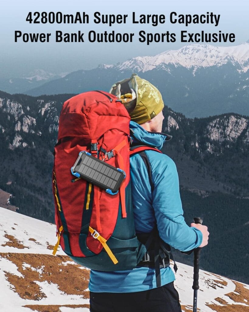 42800mAH Solar Charger Power Bank with Built in cable