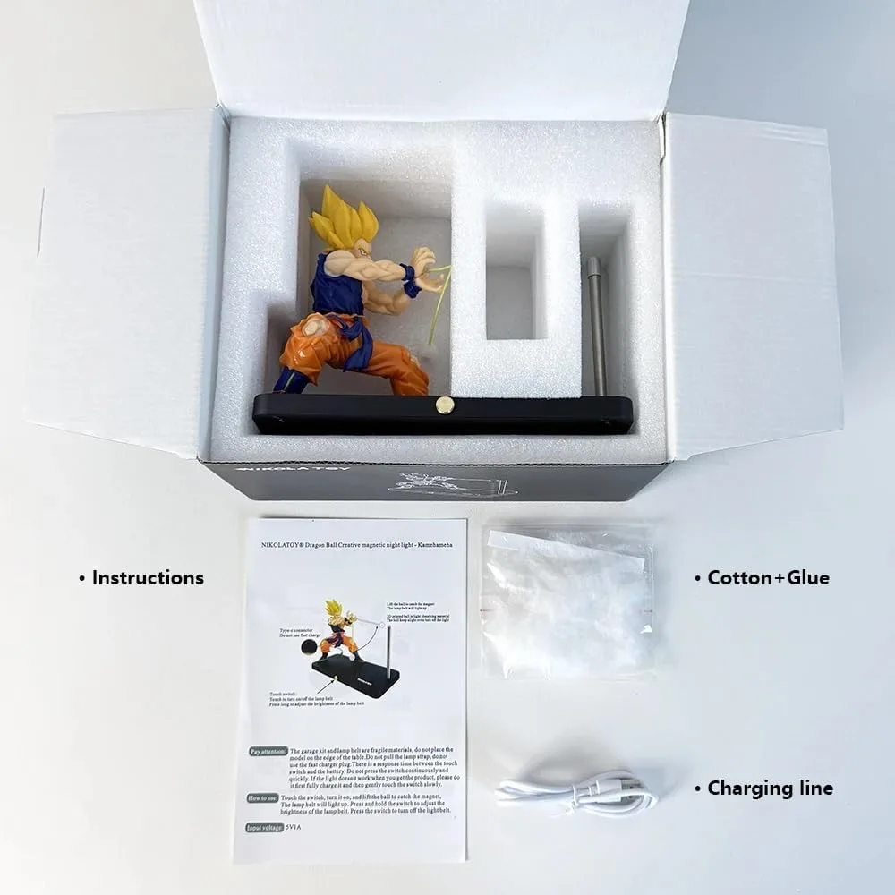 Goku Kamehameha Magnetic LED Lamp – Rechargeable Super Saiyan Night Light with Touch Control & USB-C – Anime Desk Lamp & Room Decor Gift for Him