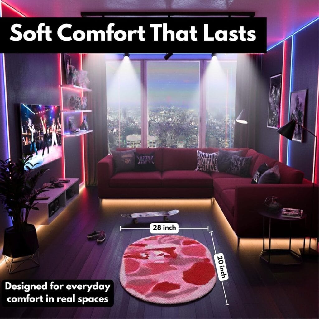 Bape Rug for Cool Room Decor – 28" x 20" Soft Microfiber Cute Mat for Aesthetic Room Decor - Non Slip Hypebeast Rug for Bedroom - Machine Washable Gamer Mat for Boys Cool Stuff (Camo Pink, Oval)