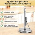 Paper Towel Holder with Spray Bottle for Kitchen Decor and Accessories - Paper Towel Holder Countertop for Kitchen Necessities - Freestanding Paper Towel.