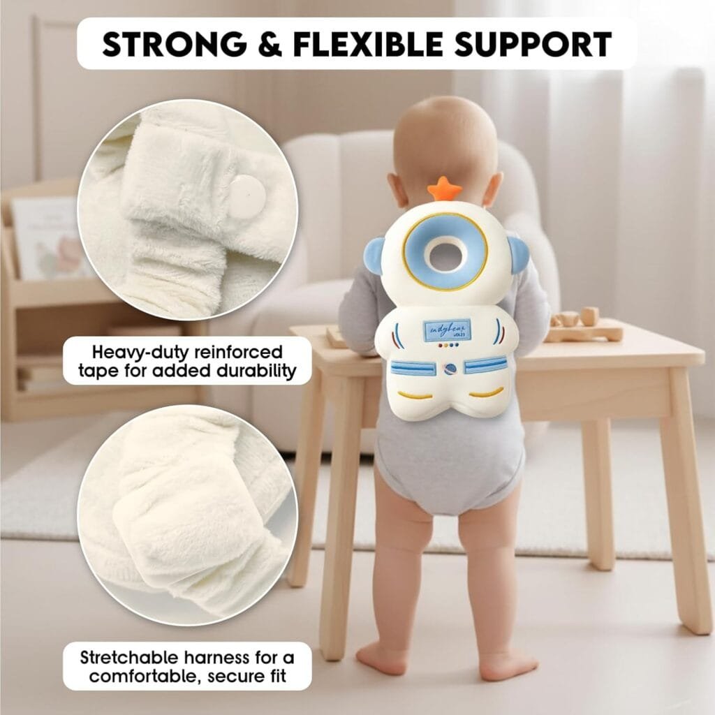 Baby Head Protector Backpack with a Pair of Non Slip Socks and Knee Pads, Baby Pillow Backpack for Falling, Crawling, Adjustable Toddler Head Protector for Infants 6–18 Months