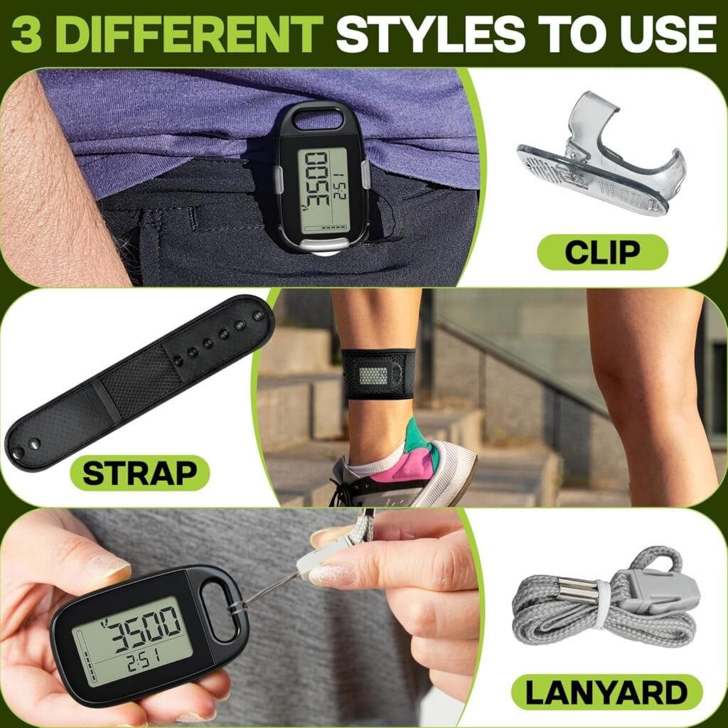 Ankle Pedometer Step Counter for Walking - Distance Counter - Activity Tracker with Clip On for Walking Steps and Miles