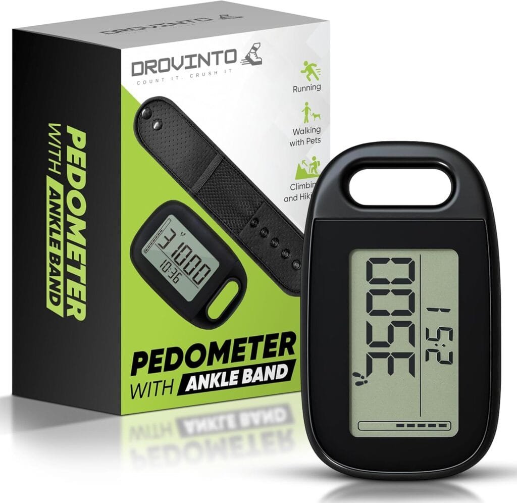 Ankle Pedometer Step Counter for Walking - Distance Counter - Activity Tracker with Clip On for Walking Steps and Miles