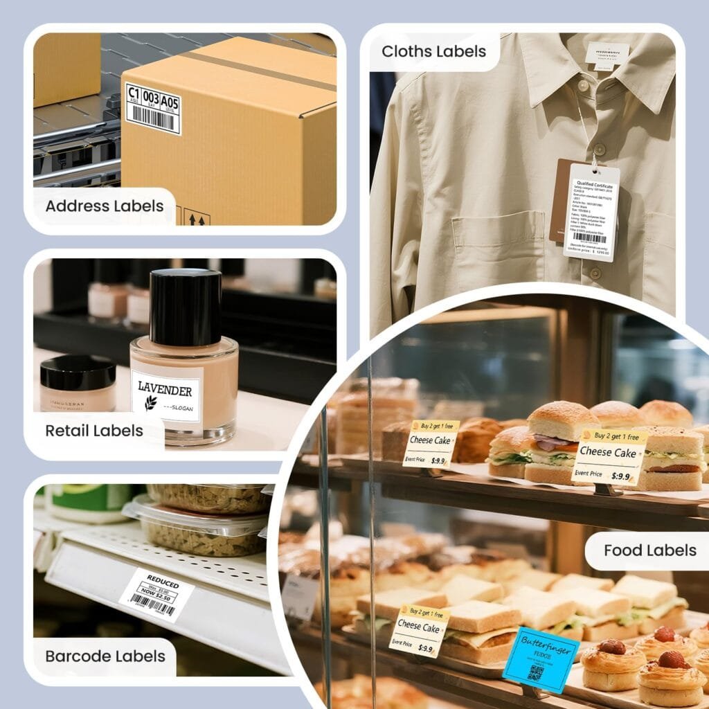 CLABEL Label Maker Machine with Tape, 221B Thermal Bluetooth Label Printer 2 Inch Portable Barcode Inkless Sticker for Small Business, Retail Office,Office, Home, Came with 1 Roll Label (Black)