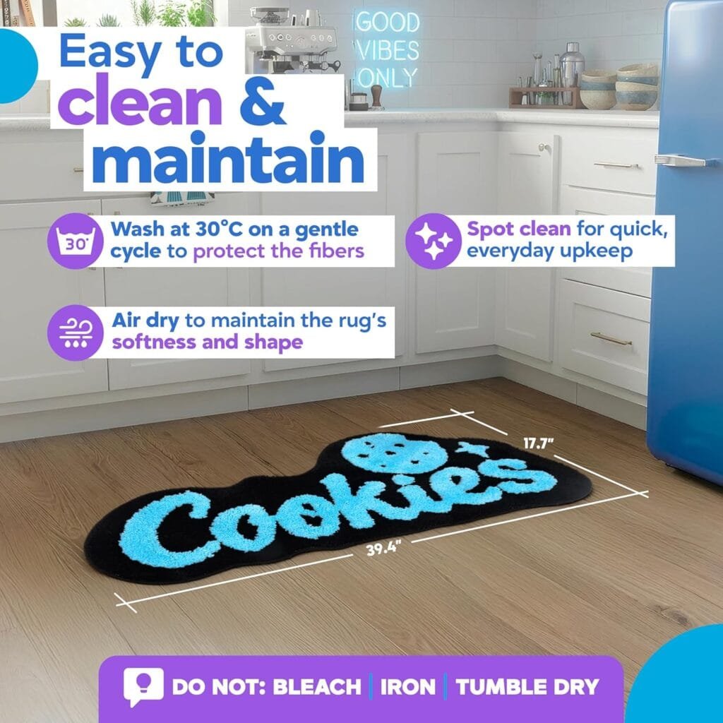 Cookies Rug – Cool Rug for Preppy Room Decor, Soft Microfiber Tufted for Cute Bedroom Decor, 39.4" x 17.7" Non-Slip Decorative Carpet for Kids Room & Hallway