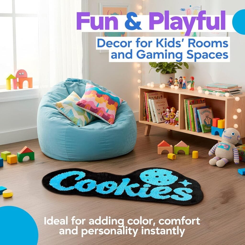 Cookies Rug – Cool Rug for Preppy Room Decor, Soft Microfiber Tufted for Cute Bedroom Decor, 39.4" x 17.7" Non-Slip Decorative Carpet for Kids Room & Hallway