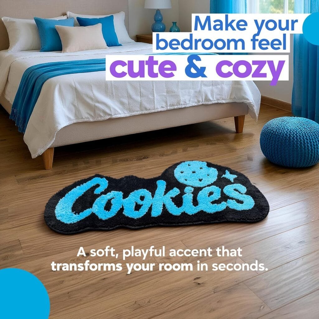 Cookies Rug – Cool Rug for Preppy Room Decor, Soft Microfiber Tufted for Cute Bedroom Decor, 39.4" x 17.7" Non-Slip Decorative Carpet for Kids Room & Hallway