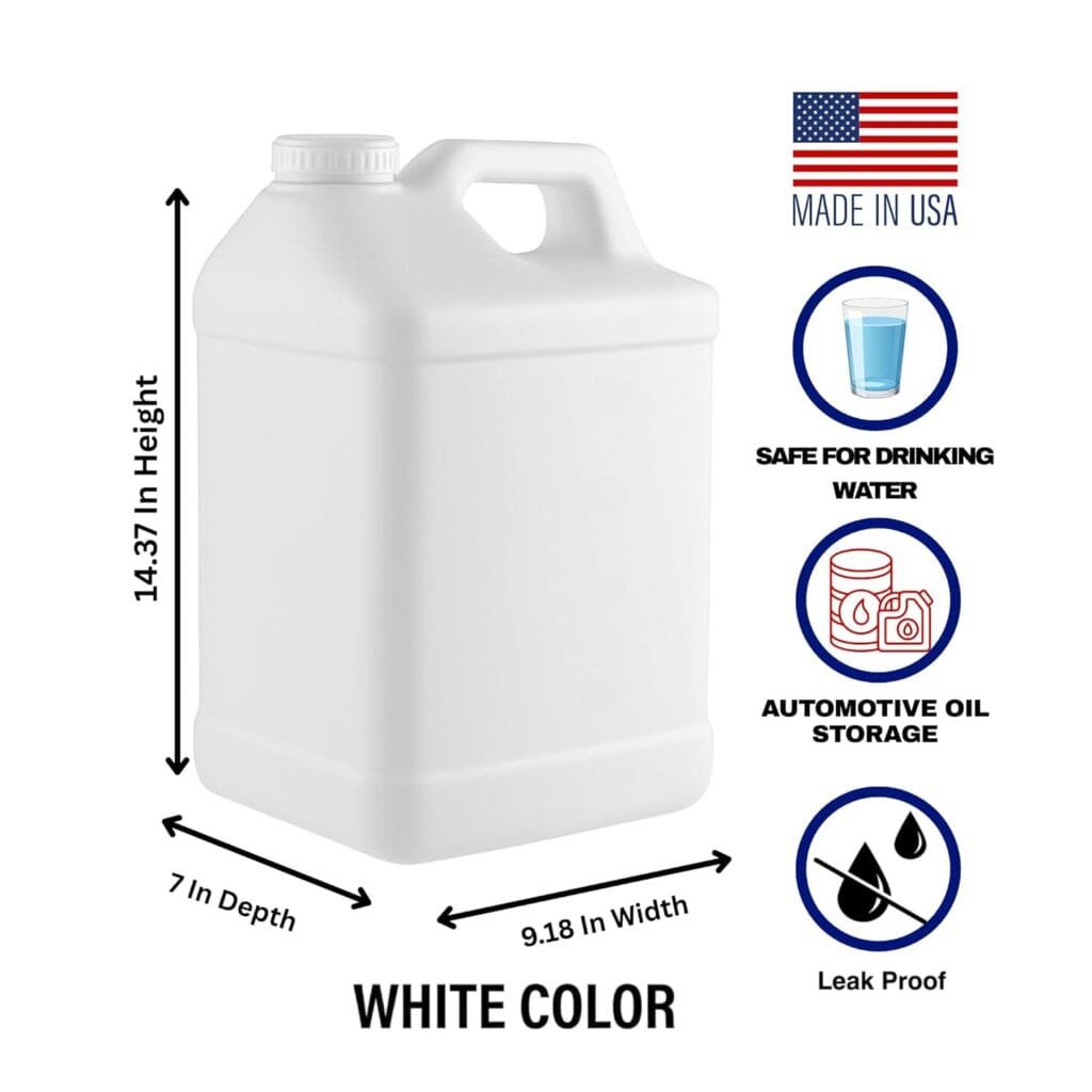 2.5 Gallon Heavy-Duty Water Jug Container with Secure Lid | 9.46 litres Carboy for Automotive Used Oil, Liquid and Drinking Water Storage - Made in USA - Image 2
