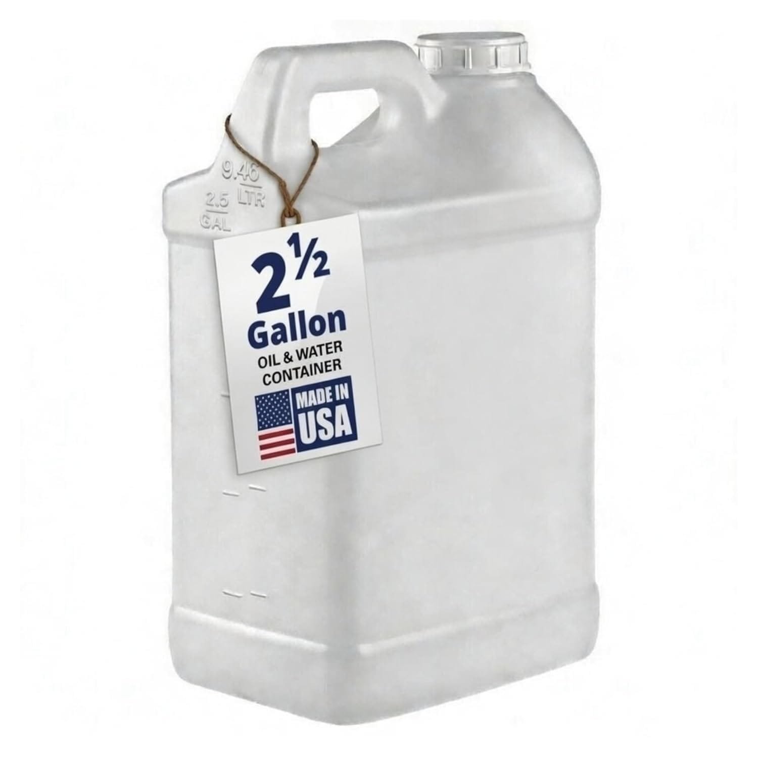 2.5 Gallon Heavy-Duty Water Jug Container with Secure Lid | 9.46 litres Carboy for Automotive Used Oil, Liquid and Drinking Water Storage - Made in USA - Image 1