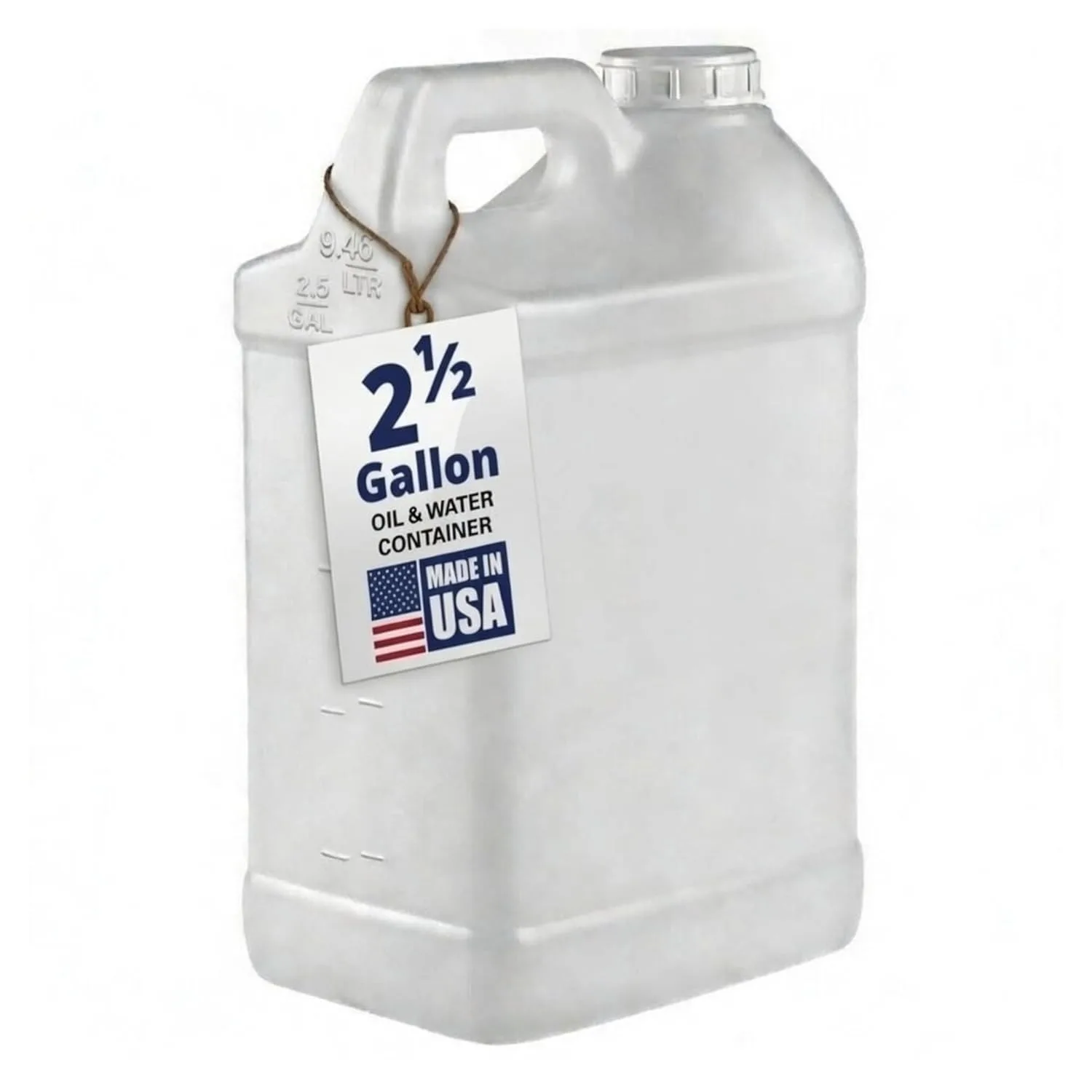 2.5 Gallon Heavy-Duty Water Jug Container with Secure Lid | 9.46 litres Carboy for Automotive Used Oil, Liquid and Drinking Water Storage - Made in USA - Image 1