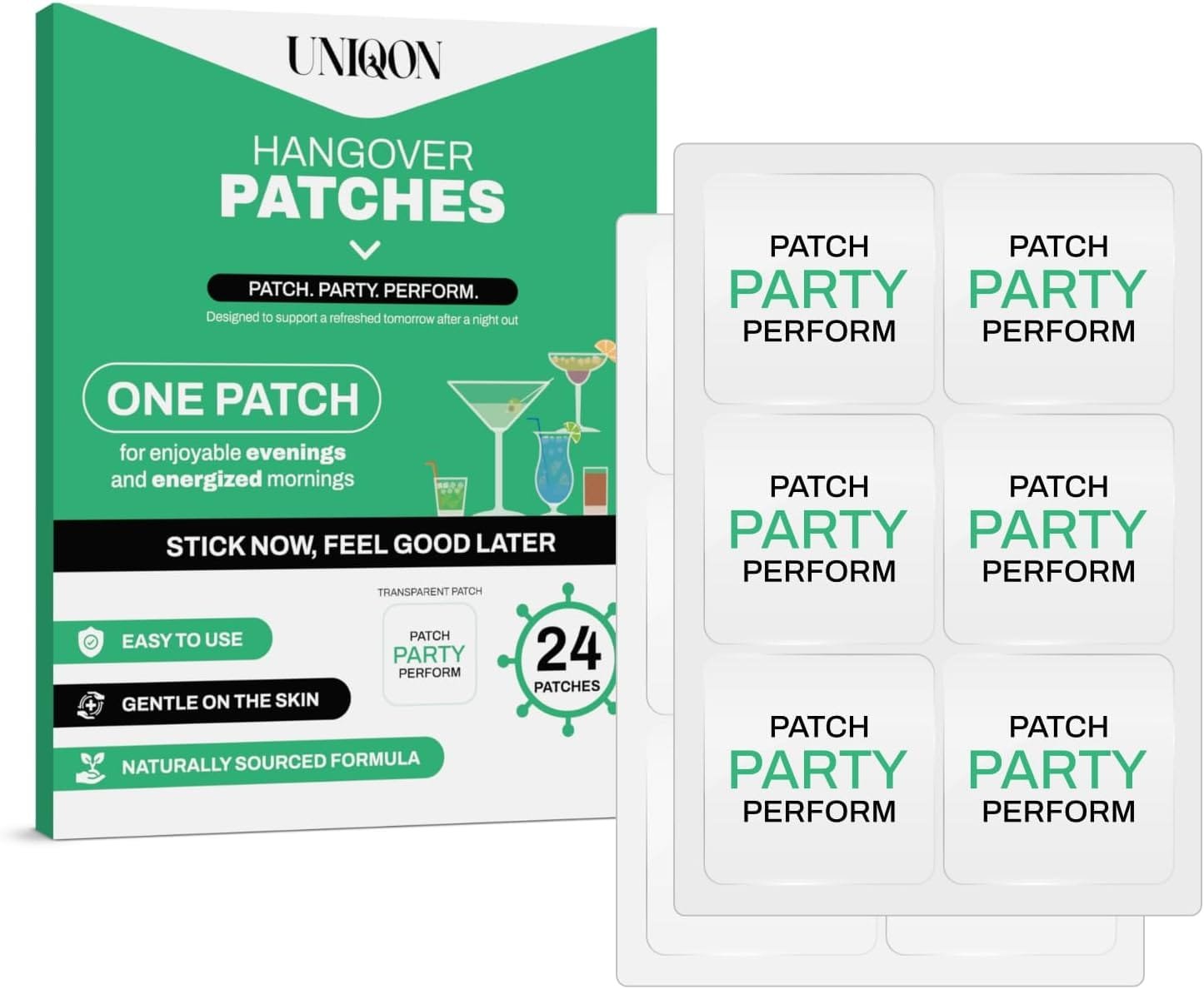 Recovery Patches 24 Pack, 100% Natural Ingredients Party Recovery Patch with Skin-Friendly & Waterproof Design, Strong Adhesive Party Patch for Secure Fit, Enhanced Morning Formula Image 7