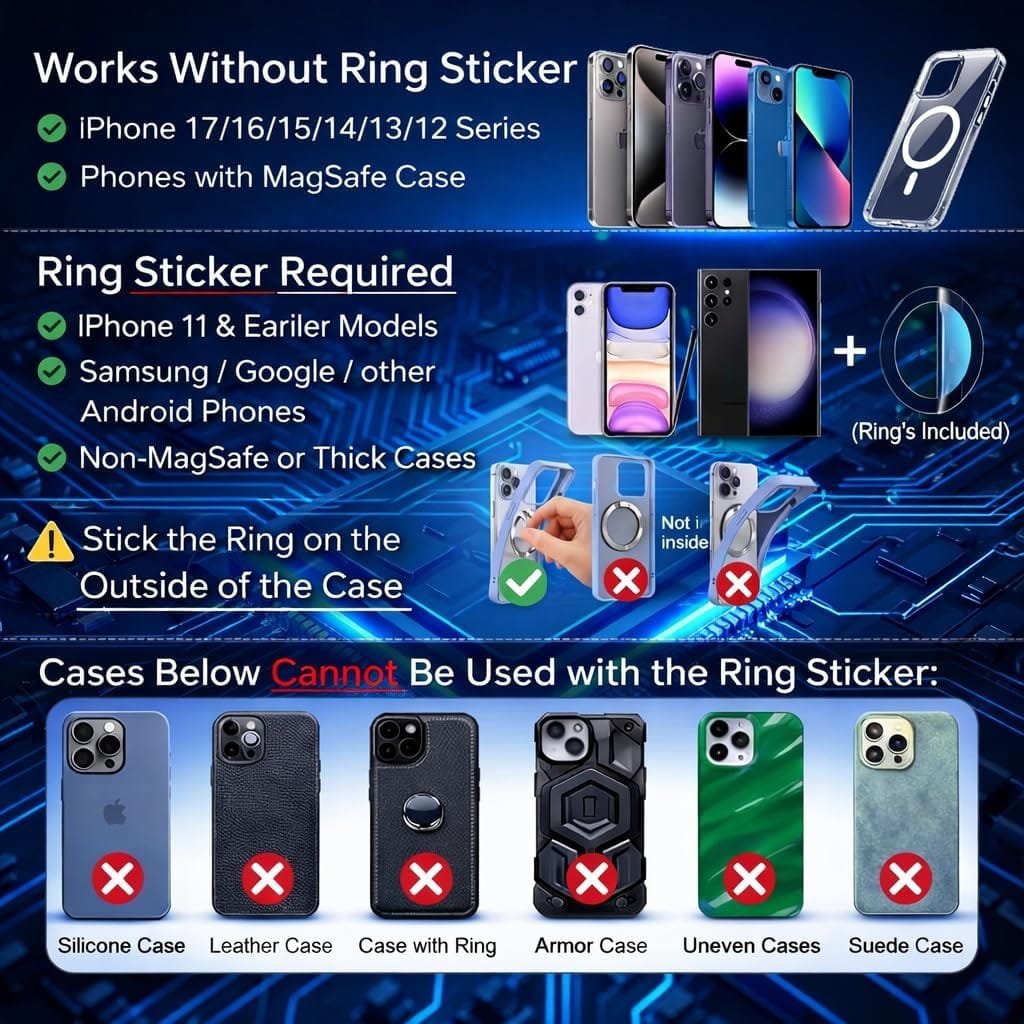 360 Adjustable Vacuum Magnetic Phone Holder for Car Dashboard – Suction Cup Magnetic Car Phone Mount for iPhone 17 Pro Max, Universal Hands Free Magnetic Cell Phone Holder - Picture 2