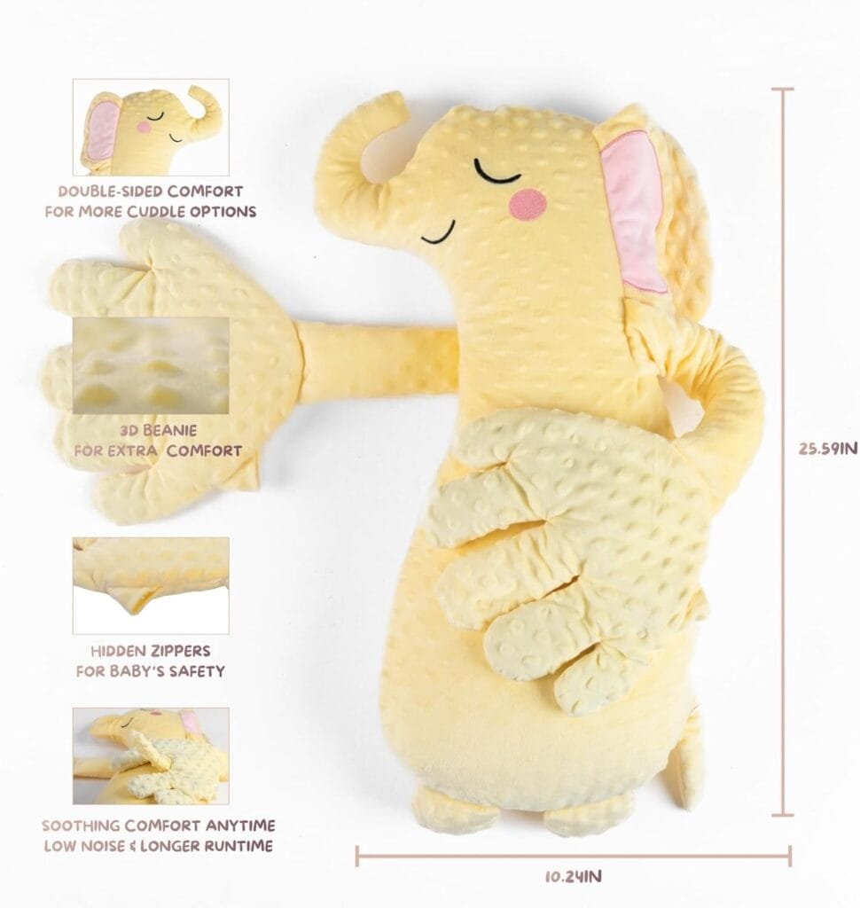Baby Soothing Patting Hand - Longer Runtime with Remote and 3-Level Adjustable, Stuffed Animal for Baby Toddler Kids, Baby Patter Huggable Elephant, Soothing Companion Shower Gift, Baby Toys - Image 3