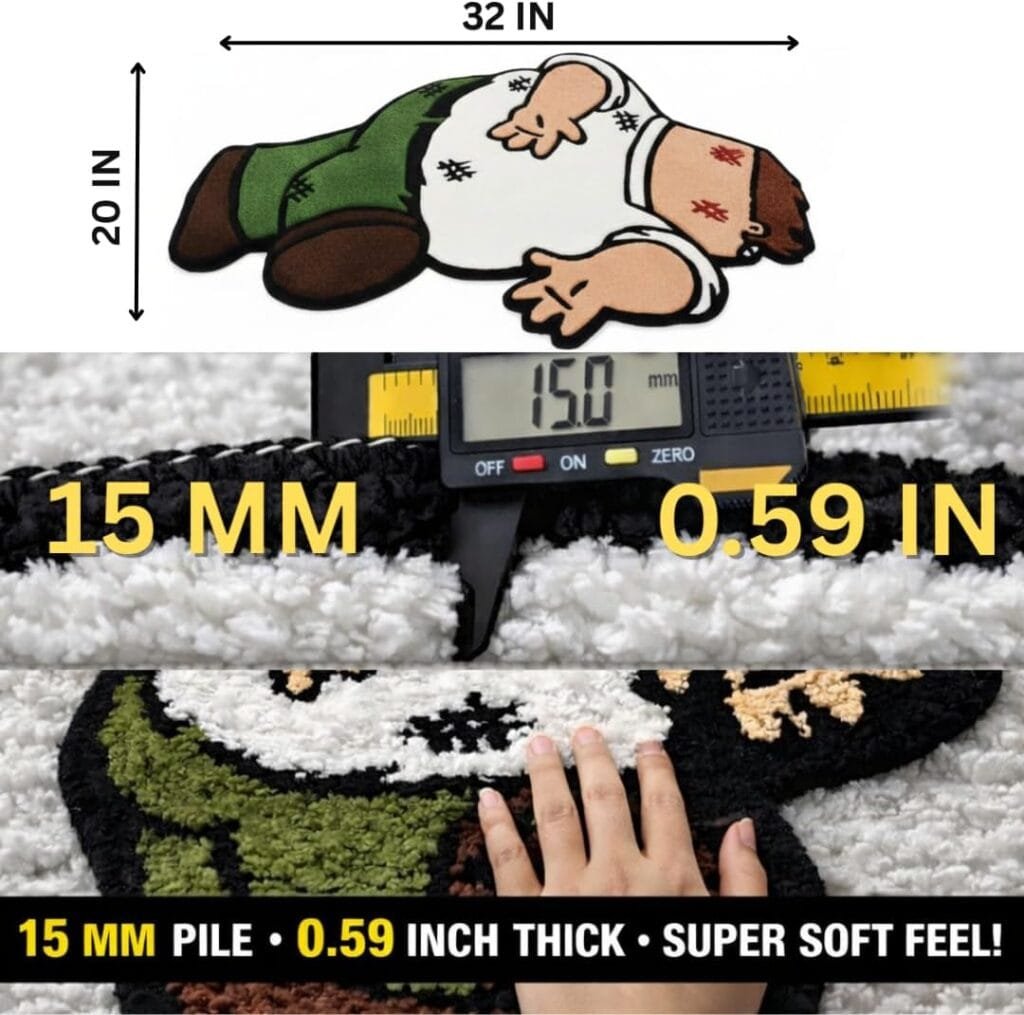 Cartoon Funny Rug for Bedroom - Dad Fun Cool Rugs for Men - Washable Decorative 3D Rug for Living Room - Tufted Rug 32 * 20 Inch Graphic Rugs for Home Decor - Image 3