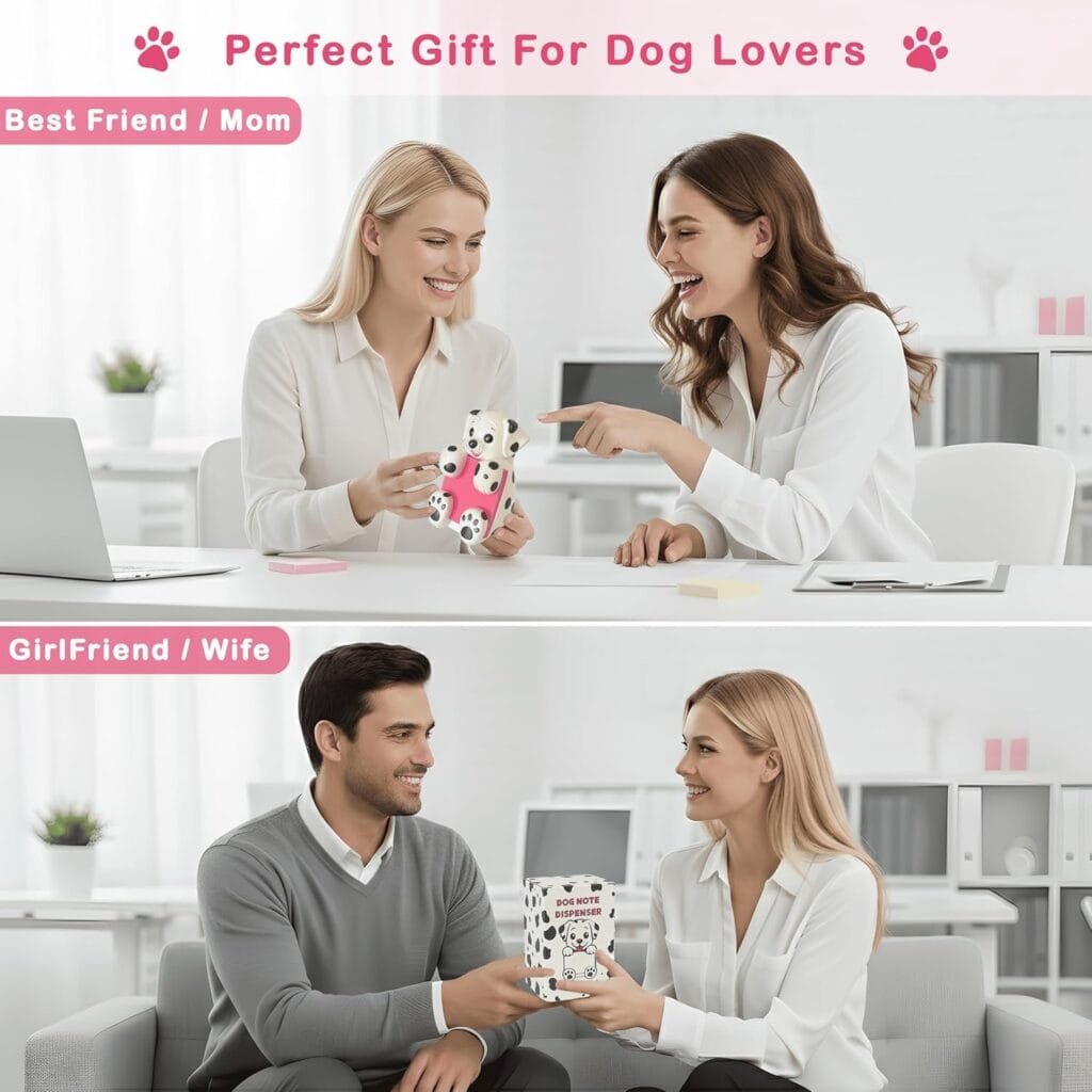 Dog Post it Note Dispenser for Desk Accessories - Pop Up Sticky Note Dispenser - Dog Sticky Note Holder Cute for Coworker & School Desk - Resin Made - Holds 3"x 3" Accordion Notes - Dalmatian Gift