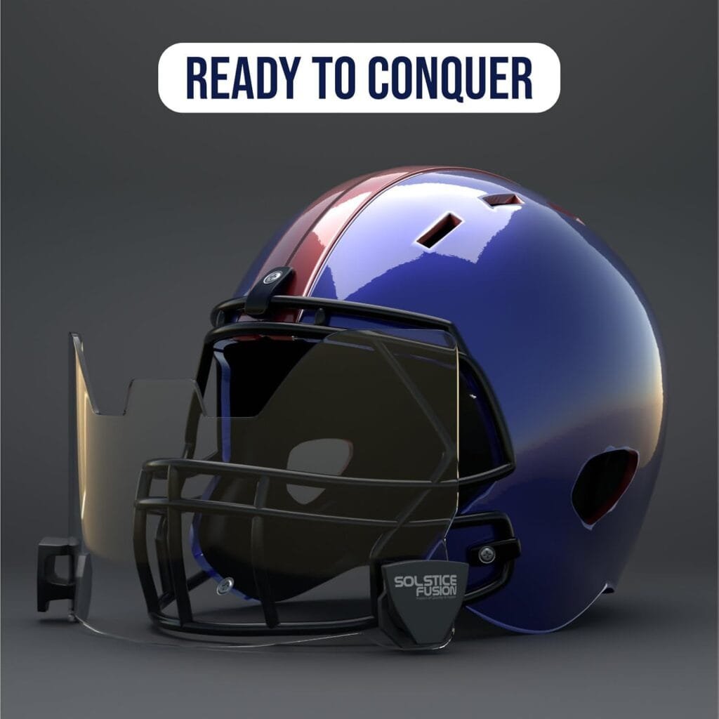 Football Visor for Helmet with Anti-Fog Clear Shield, Scratch-Resistant, UV Block Youth Football Visor Includes 6 Stickers, Carrying Pouch, Visor Clips, Universal Fit for All Helmets - Image 6