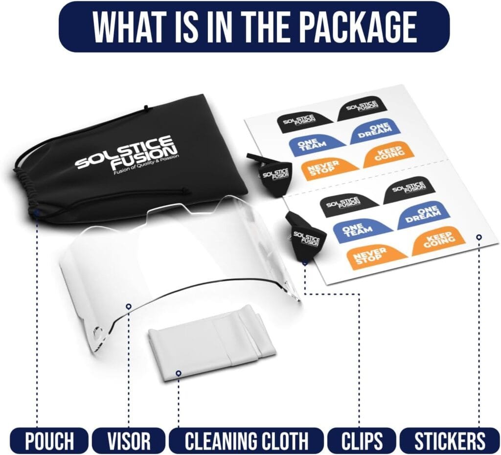 Football Visor for Helmet with Anti-Fog Clear Shield, Scratch-Resistant, UV Block Youth Football Visor Includes 6 Stickers, Carrying Pouch, Visor Clips, Universal Fit for All Helmets - Image 2