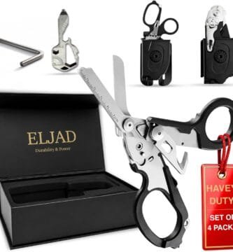 Heavy Duty Multifunctional Trauma Shears, 6 in 1 Folding Raptor Shears with Glass Breaker, Strap Cutter & Oxygen Wrench, EMT Medical Scissors with Bottle Opener Keychain Multitool Image 1