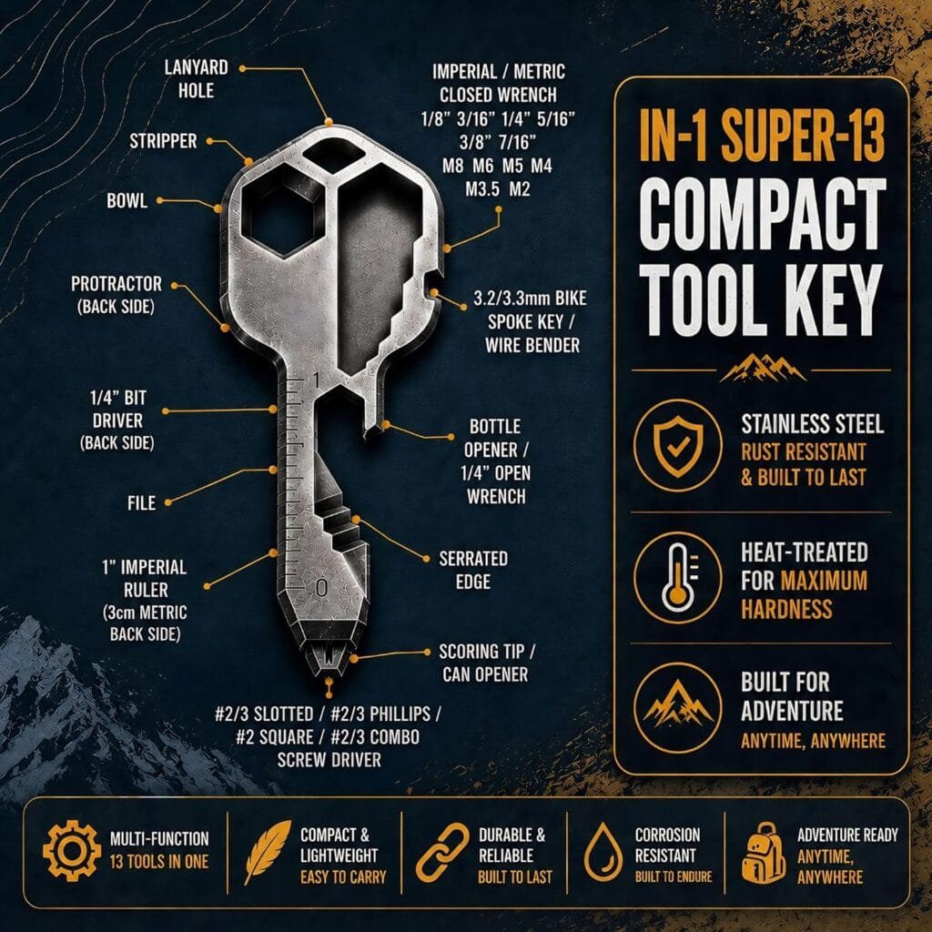 Heavy Duty Multifunctional Trauma Shears, 6 in 1 Folding Raptor Shears with Glass Breaker, Strap Cutter & Oxygen Wrench, EMT Medical Scissors with Bottle Opener Keychain Multitool Image 5