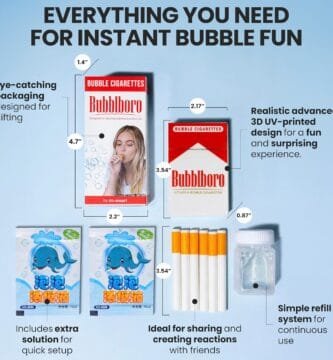 Bubble Blower Stress Relief Set - Bubble Pack Set with 6 Blowing Sticks, Refillable Bubble Solution Bottle & 2 Refills Sachets - Fun Party Gift for Adults - Image 3