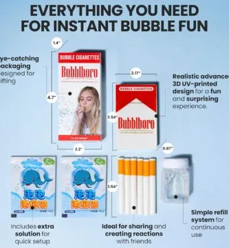Bubble Blower Stress Relief Set - Bubble Pack Set with 6 Blowing Sticks, Refillable Bubble Solution Bottle & 2 Refills Sachets - Fun Party Gift for Adults - Image 3