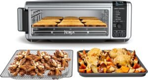 Ninja Digital Air Fry Countertop Oven, 8-in-1, XL, Silver, SP101 Air fry, air roast, broil, bake, toast, bagel, dehydrate, keep warm, 1800W, Flip up & away